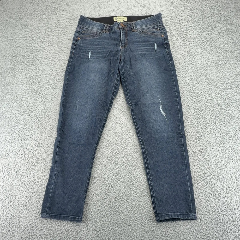 Democracy Womens Size 8 Ab Technology Straight Leg Jeans Distressed Blue Stretch